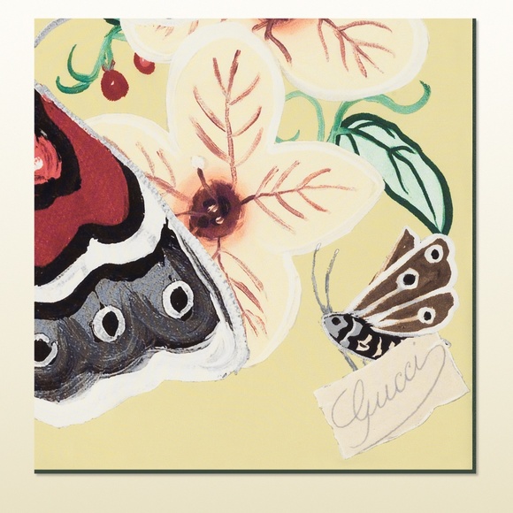 New Gucci Scarf Logo Kris Knight Butterfly Flora Silk Wrap with Gucci Gift Box - Picture 12 of 14
